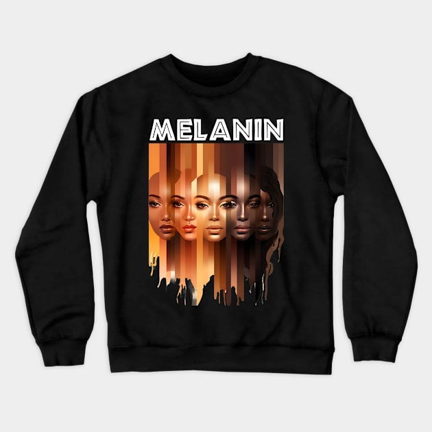 Melanin Shades Afrocentric Beauty For Women Crewneck Sweatshirt by Merchweaver